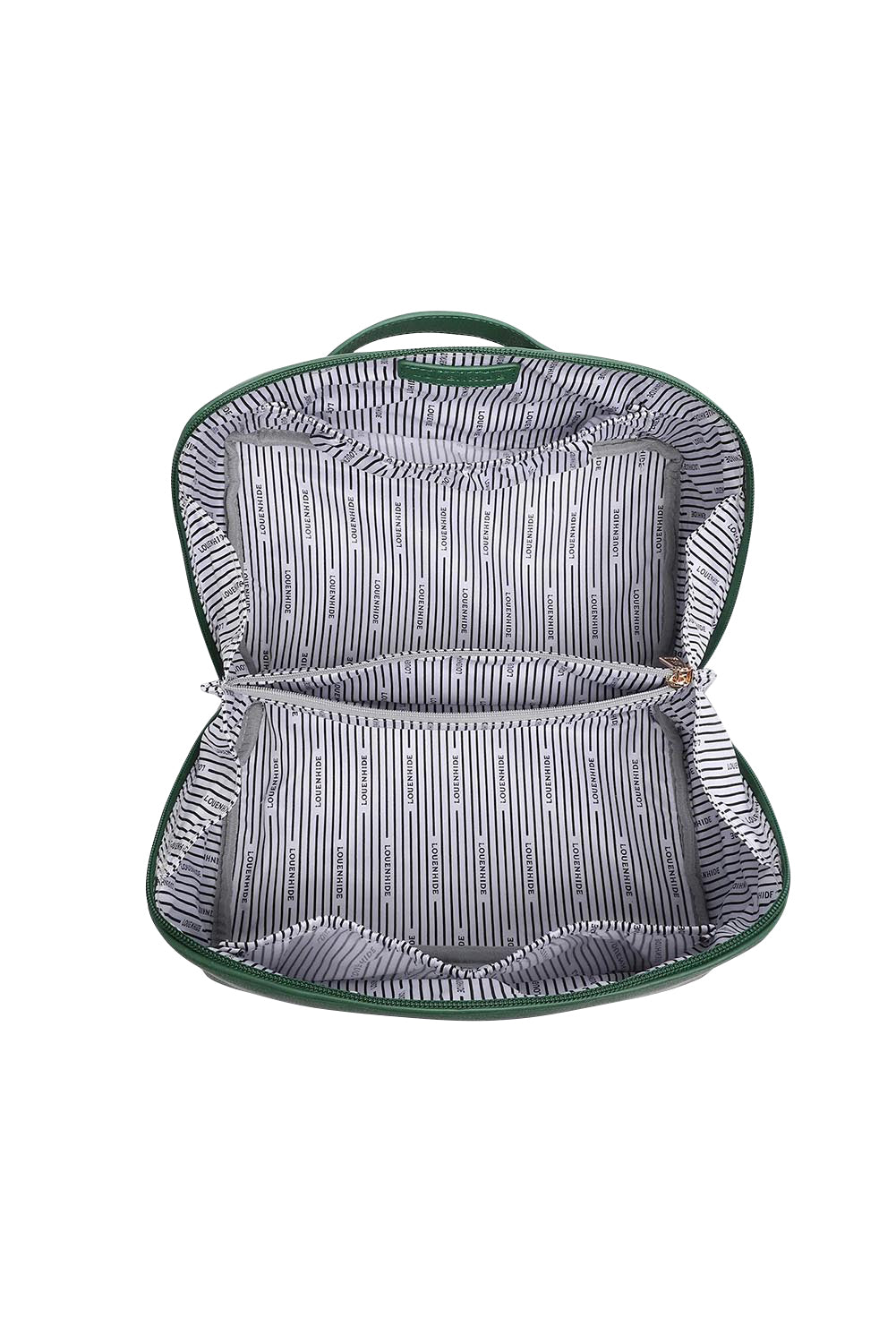 Product shot of the Orion Cosmetic Bag - Green in colour Green, from the back