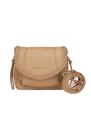 Product shot of the Shania Crossbody Bag in colour Camel, detail