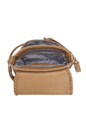 Product shot of the Shania Crossbody Bag in colour Camel, detail