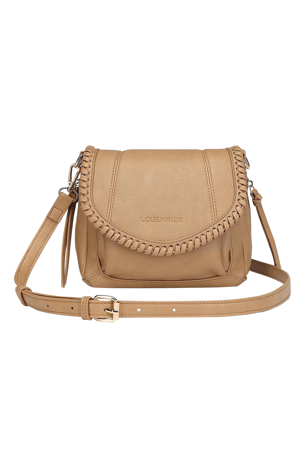 Product shot of the Shania Crossbody Bag in colour Camel, from the front