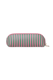Product shot of the Jayne Stripe Makeup Bag - Greenpinkstripe in colour Greenpinkstripe, from the back