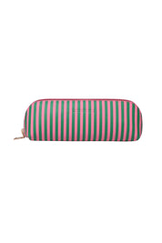 Product shot of the Jayne Stripe Makeup Bag - Greenpinkstripe in colour Greenpinkstripe, from the front