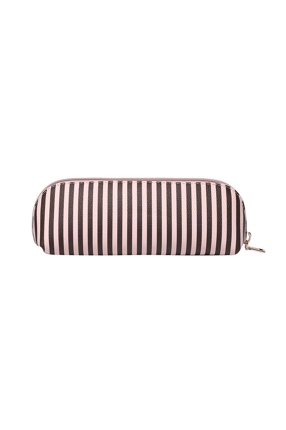 Product shot of the Jayne Stripe Makeup Bag - Pinkchocstripe in colour Pinkchocstripe, from the back