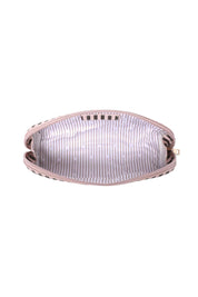 Product shot of the Jayne Stripe Makeup Bag - Pinkchocstripe in colour Pinkchocstripe, from the back