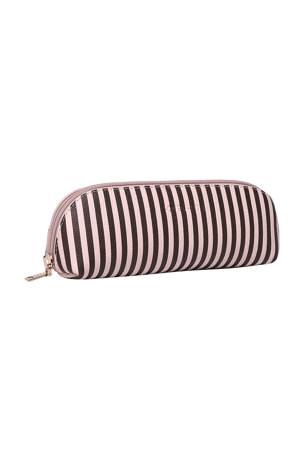 Product shot of the Jayne Stripe Makeup Bag - Pinkchocstripe in colour Pinkchocstripe, showing detail