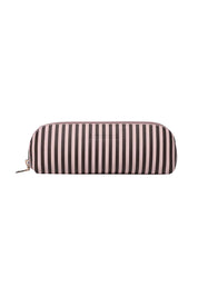 Product shot of the Jayne Stripe Makeup Bag - Pinkchocstripe in colour Pinkchocstripe, from the front