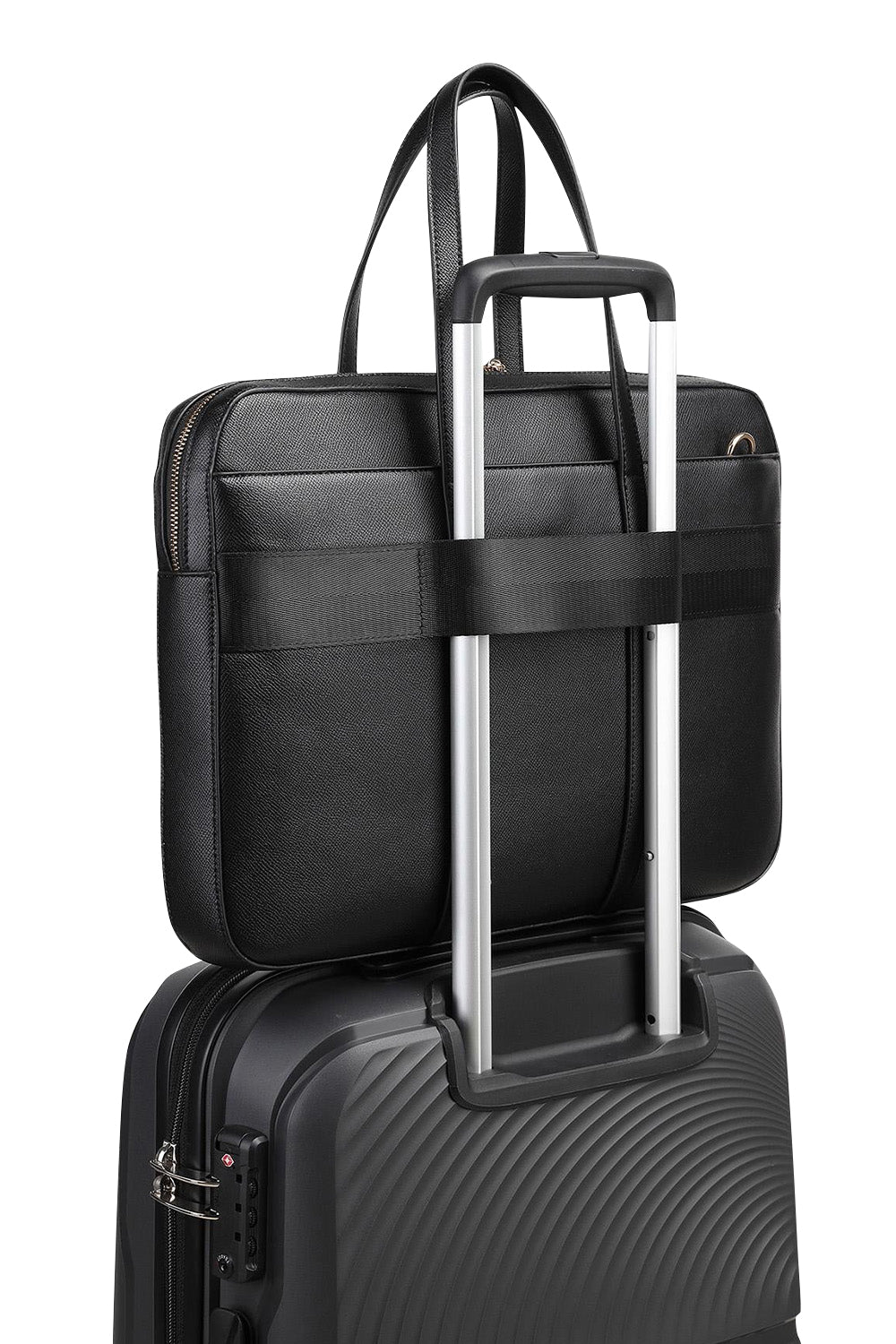Product shot of the Orleans Laptop Bag in colour Black (Black), detail