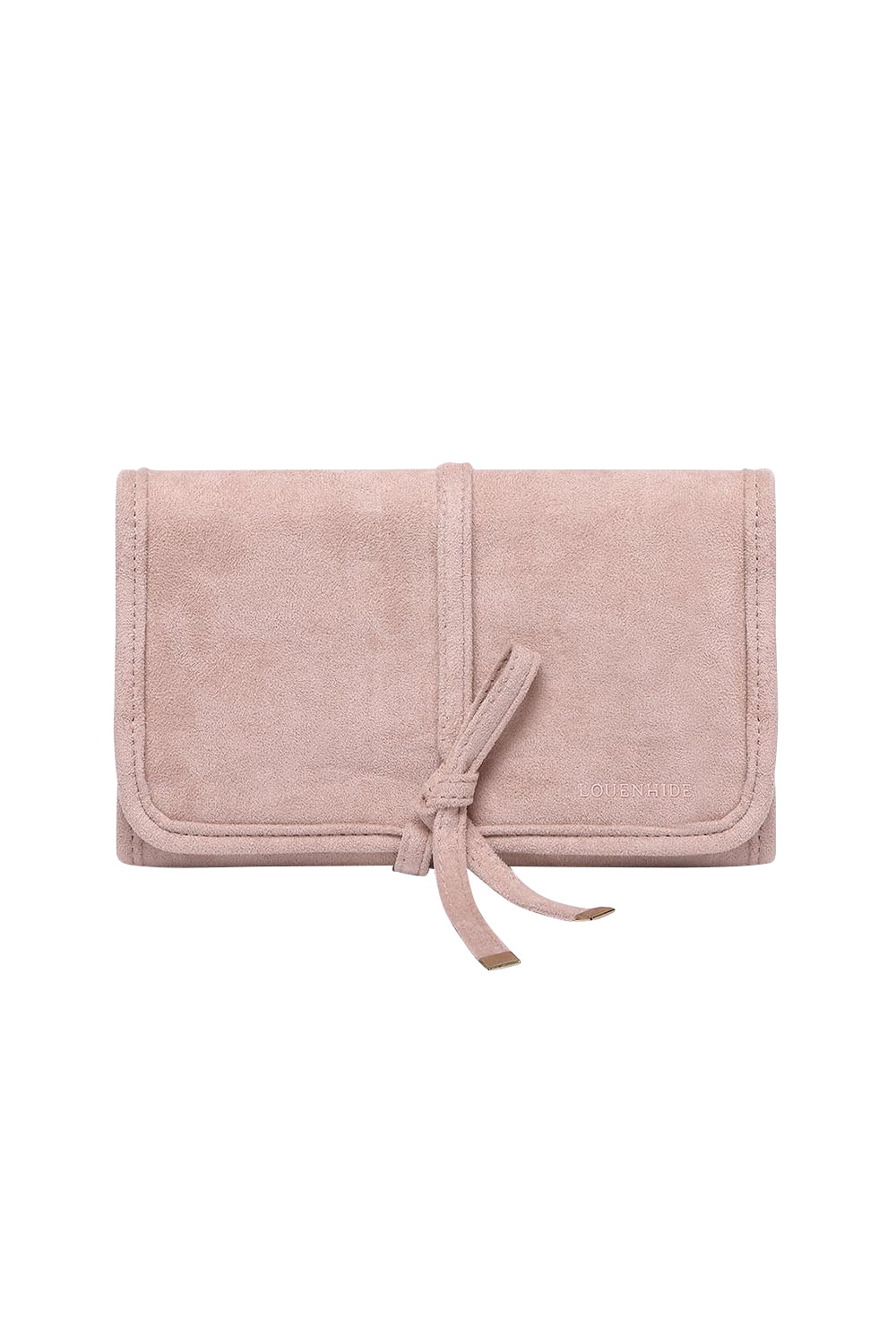 Product shot of the Carla Suedette Jewellery Sleeve - Palepinksuede in colour Palepinksuede, from the front