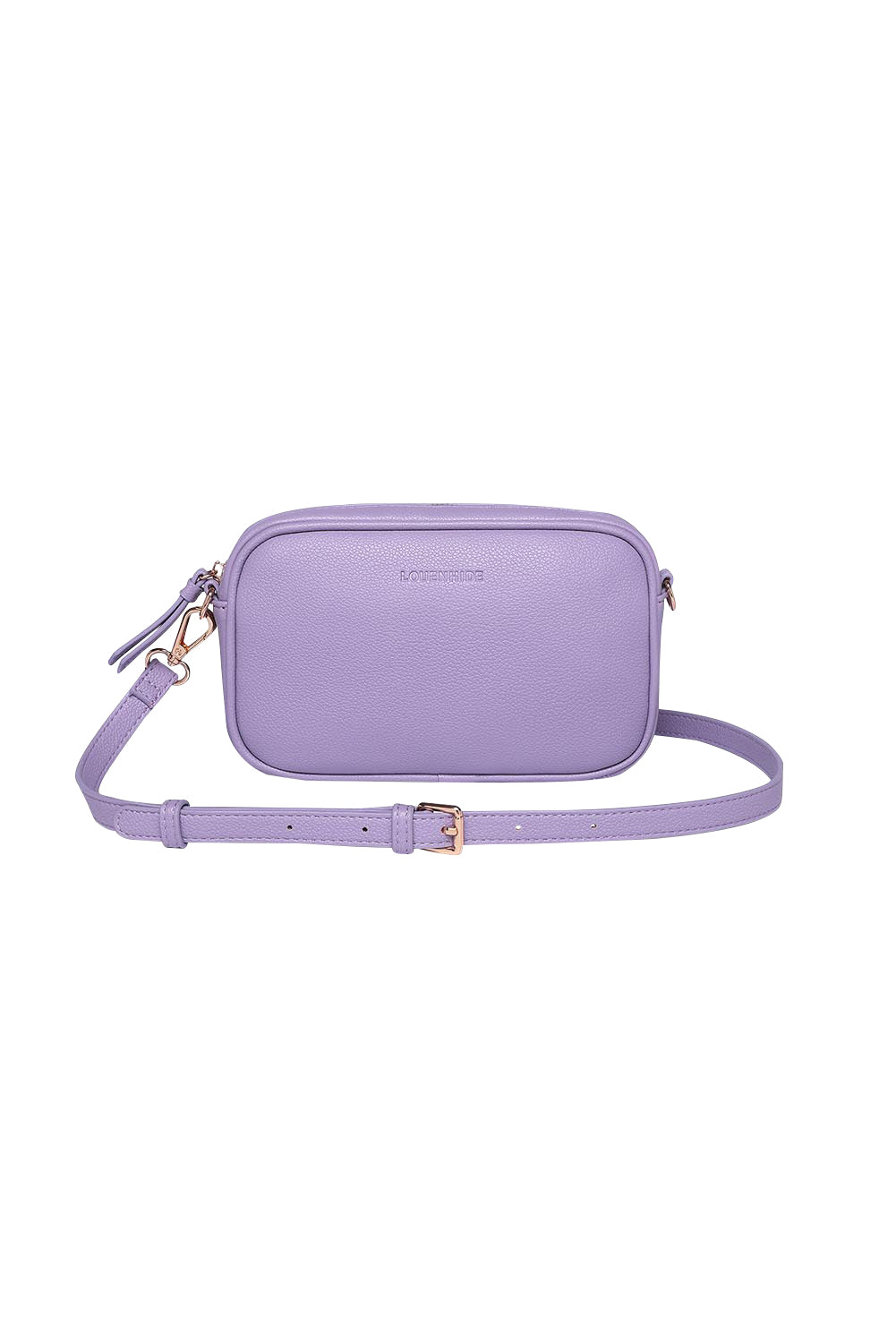 Product shot of the Bianca Crossbody Bag in colour Lilac (Purple), detail