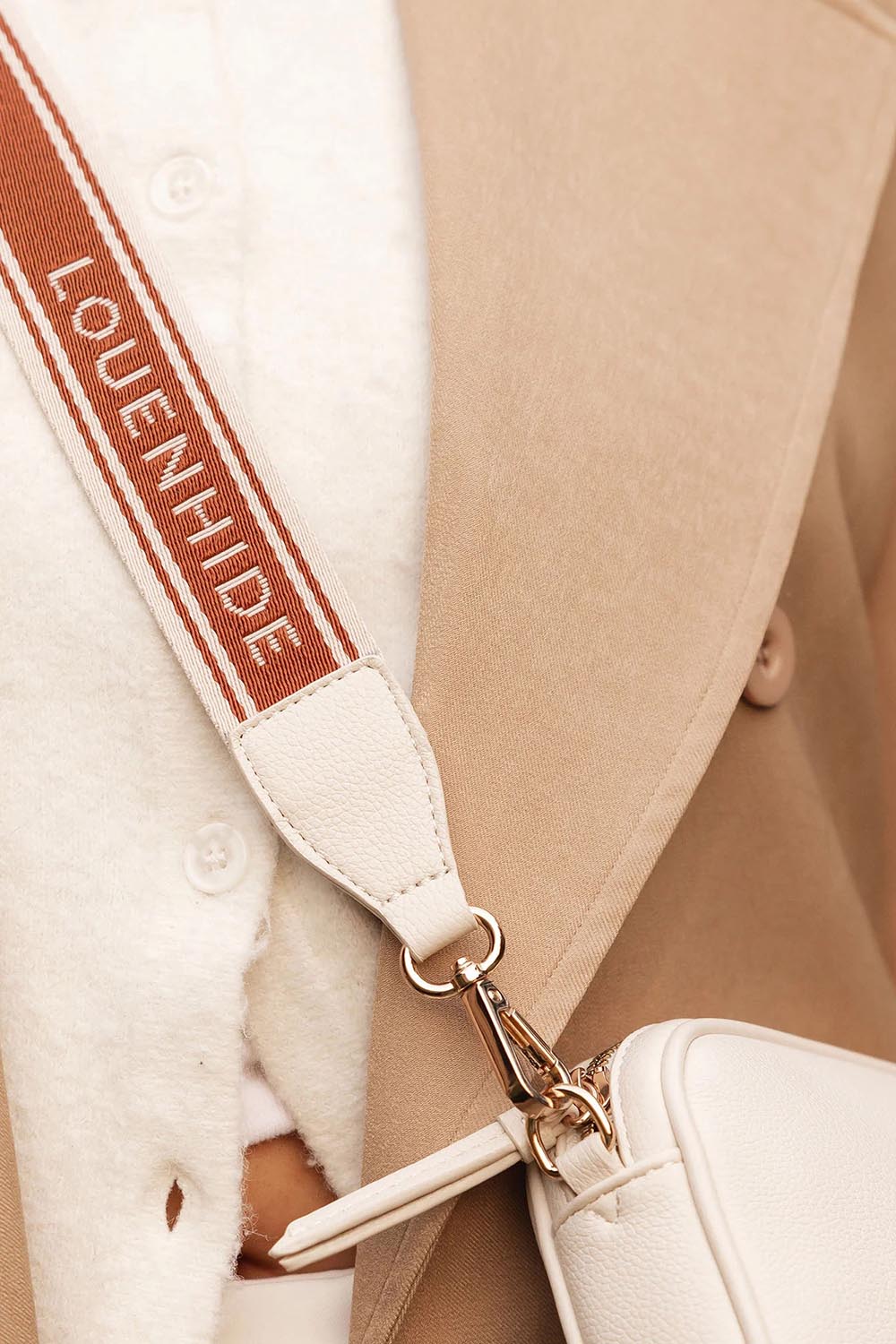 Product shot of the Bianca Crossbody Bag - Vanilla in colour Vanilla, from the back
