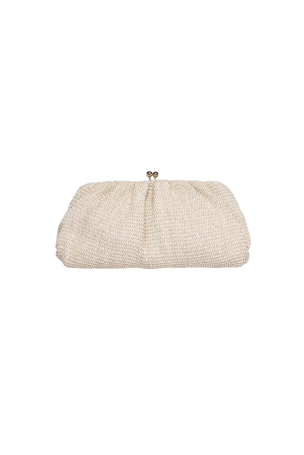 Product shot of the Goldie Clutch - Raffiavanilla in colour Raffiavanilla, from the back