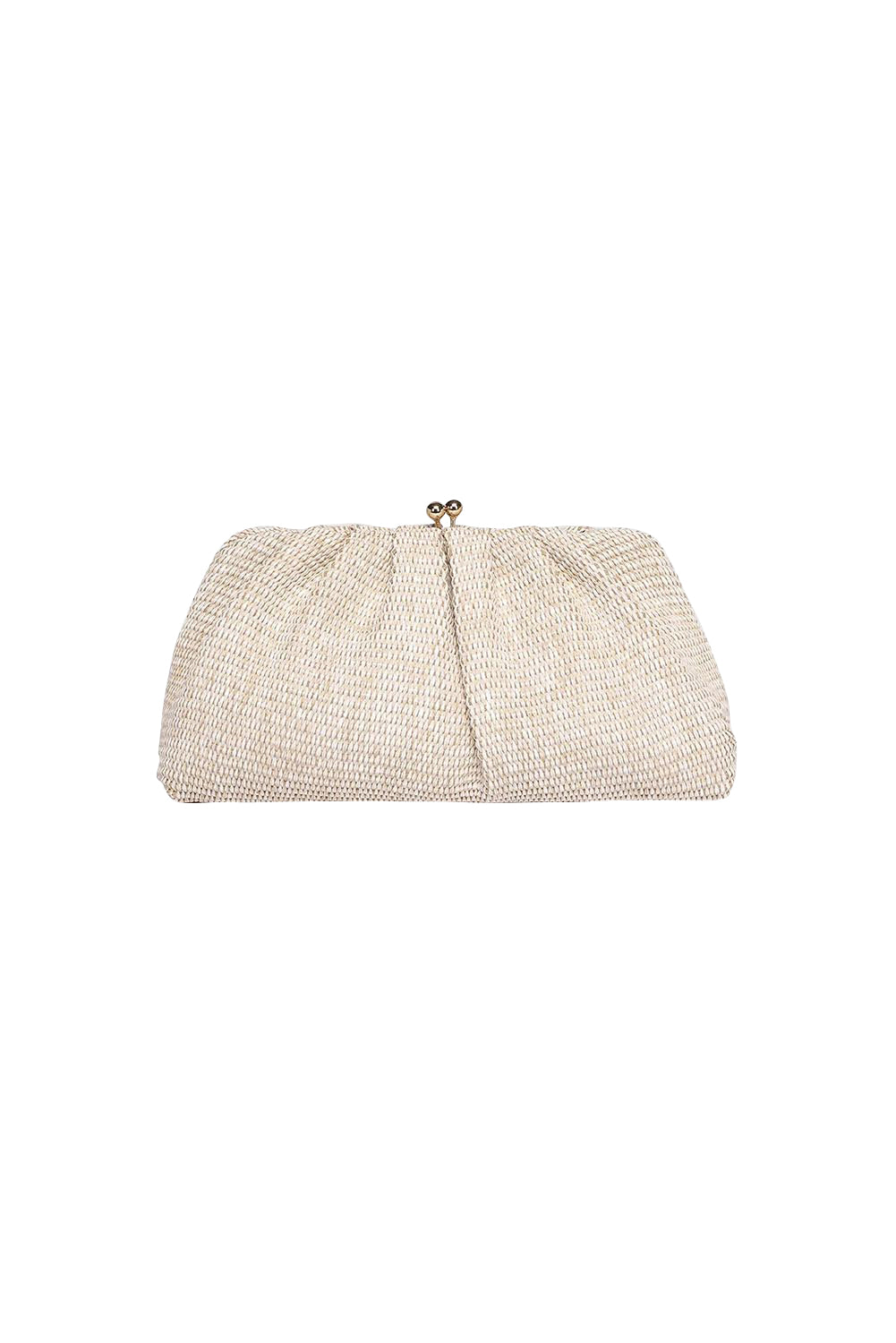 Product shot of the Goldie Clutch - Raffiavanilla in colour Raffiavanilla, showing detail