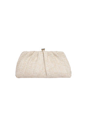Product shot of the Goldie Clutch - Raffiavanilla in colour Raffiavanilla, showing detail