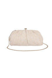 Product shot of the Goldie Clutch - Raffiavanilla in colour Raffiavanilla, from the front