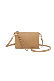Product shot of the Baby Sophie Crossbody Bag in colour Camel, from the front