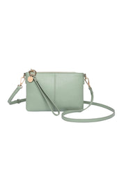 Product shot of the Baby Sophie Crossbody Bag in colour Sagegreen (Green), from the front