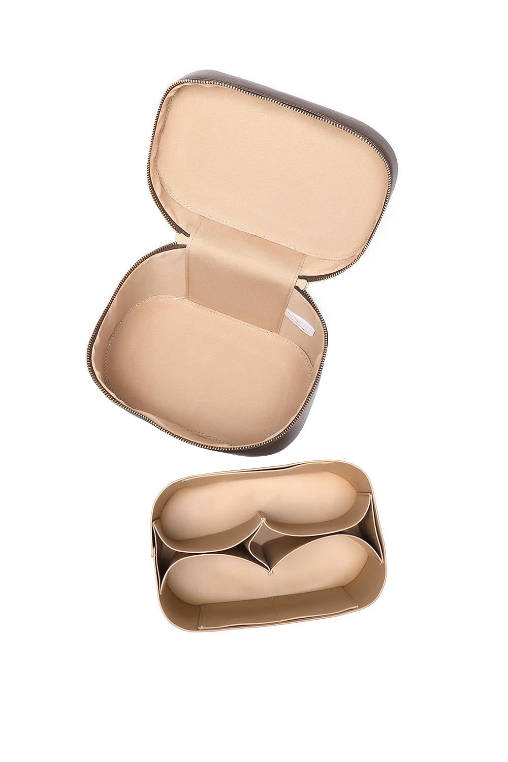 Product shot of the Juliette Vanity Case - Chocolate in colour Chocolate, from the back