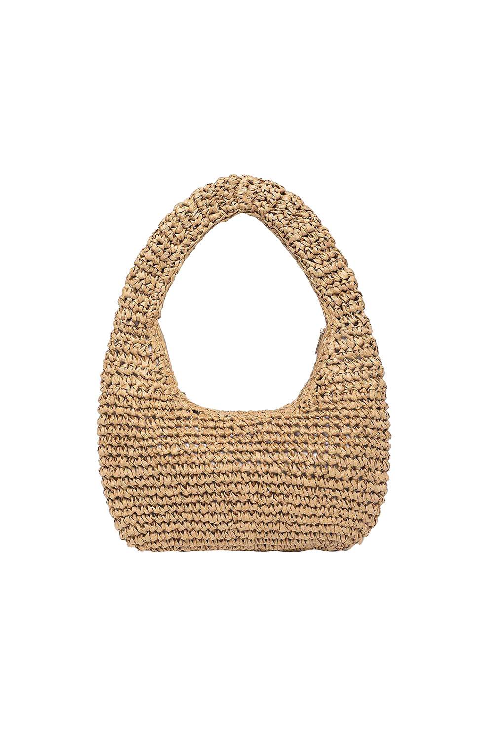 Product shot of the Nellie Woven Handbag in colour Natural, from the back