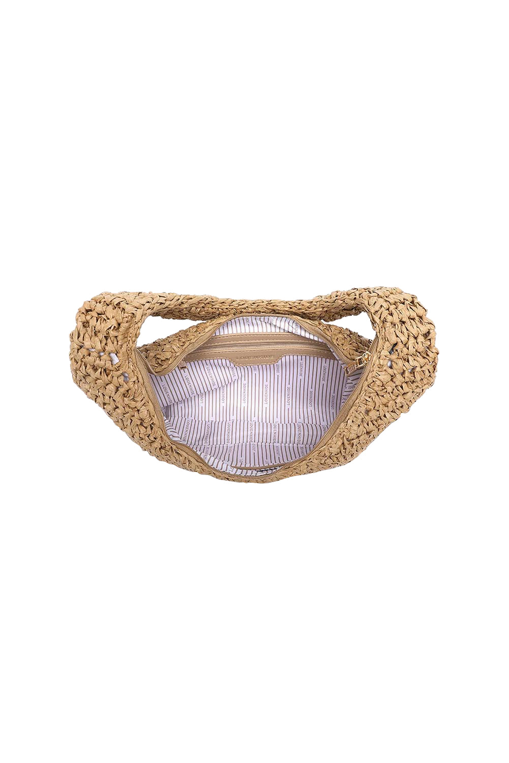 Product shot of the Nellie Woven Handbag in colour Natural, detail