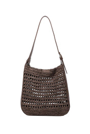 Product shot of the Louisa Shoulder Bag - Chocolate in colour Chocolate, from the back