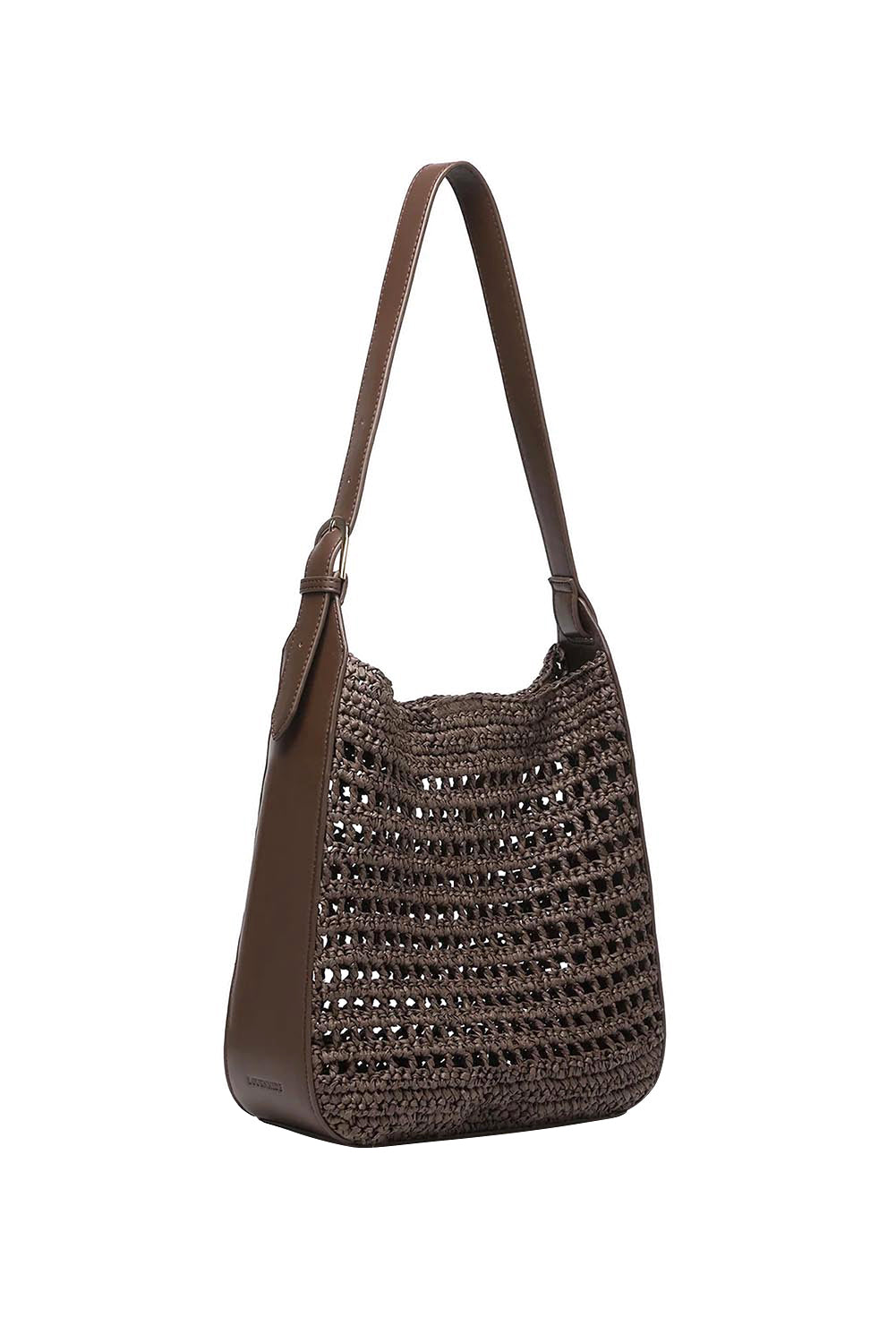 Product shot of the Louisa Shoulder Bag - Chocolate in colour Chocolate, showing detail