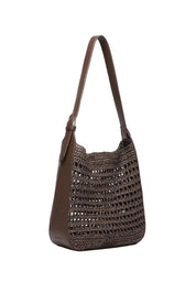 Product shot of the Louisa Shoulder Bag - Chocolate in colour Chocolate, showing detail