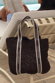 Product shot of the Bali Beach Bag - Chocolateraffia in colour Chocolateraffia, from the front