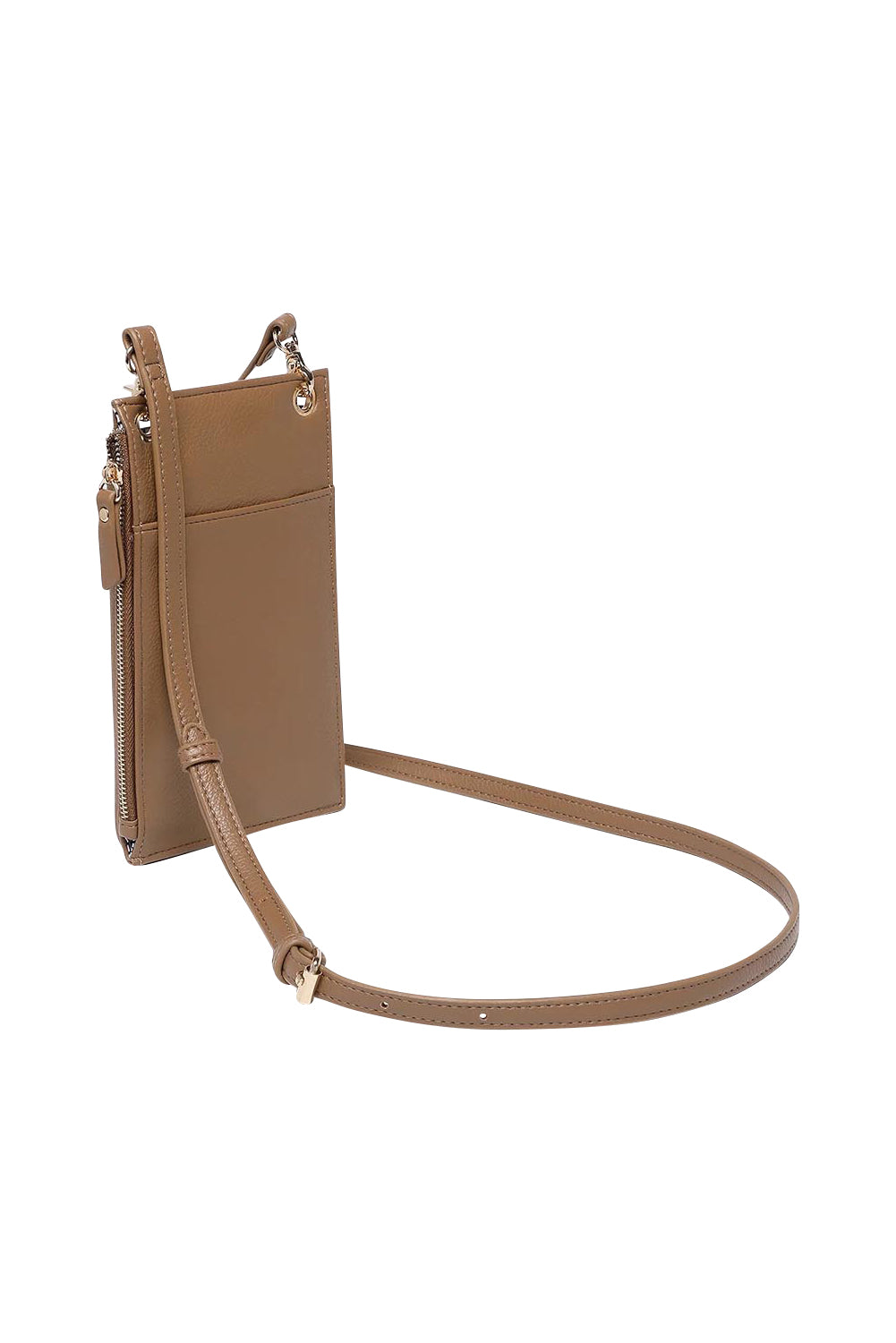 Product shot of the Suki Phone Bag in colour Caramel, from the back