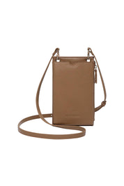 Product shot of the Suki Phone Bag in colour Caramel, from the front