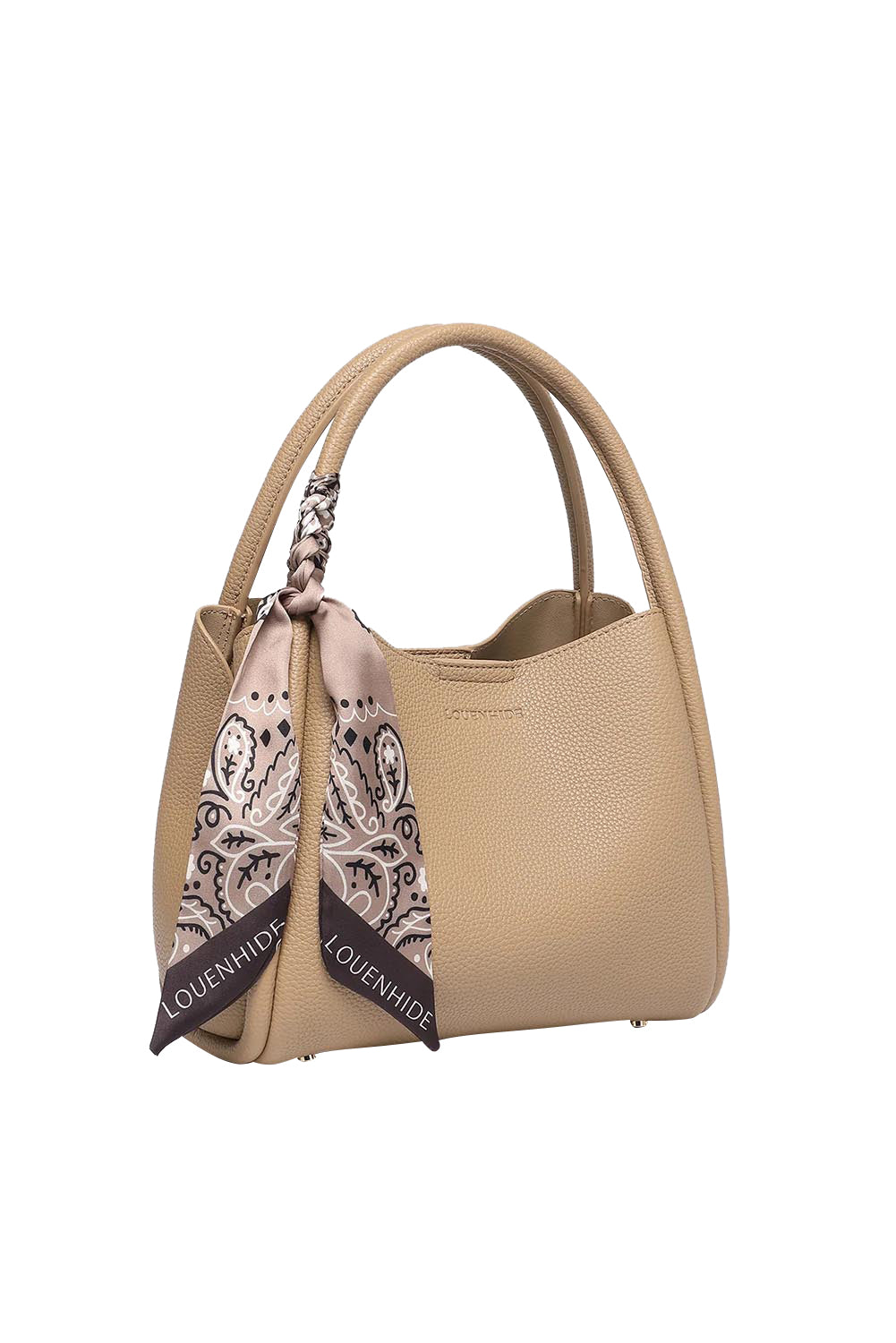Product shot of the Steffie Mini Tote Bag - Biscuit in colour Biscuit, showing detail