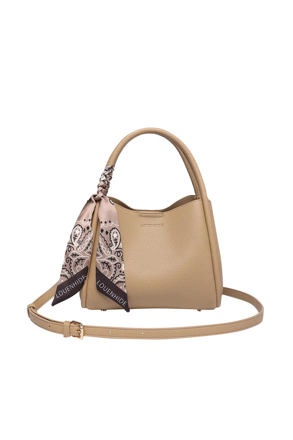 Product shot of the Steffie Mini Tote Bag - Biscuit in colour Biscuit, from the front
