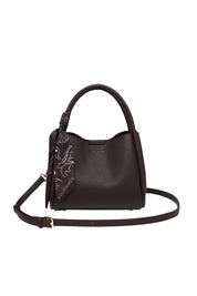 Product shot of the Steffie Mini Tote Bag - Chocolatepu in colour Chocolatepu, from the front