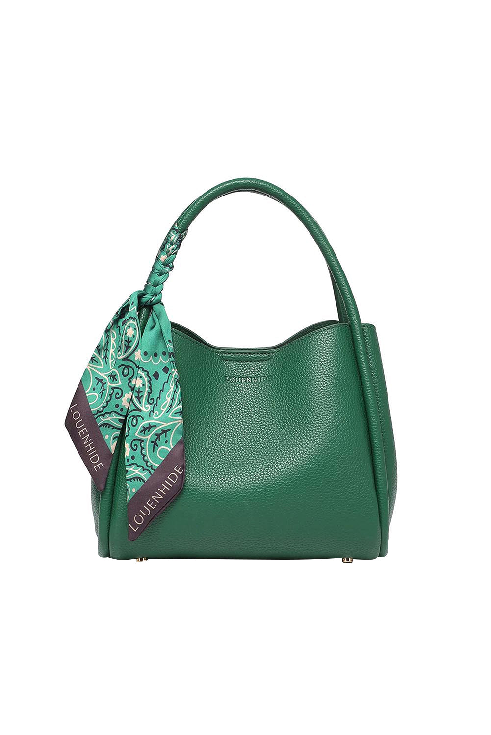 Product shot of the Steffie Mini Tote Bag - Green in colour Green, from the back