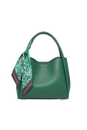 Product shot of the Steffie Mini Tote Bag - Green in colour Green, from the back
