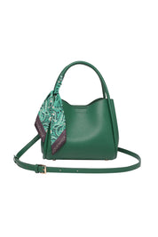 Product shot of the Steffie Mini Tote Bag - Green in colour Green, from the front