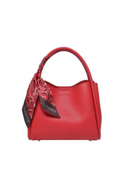 Product shot of the Steffie Mini Tote Bag - Red in colour Red, showing detail