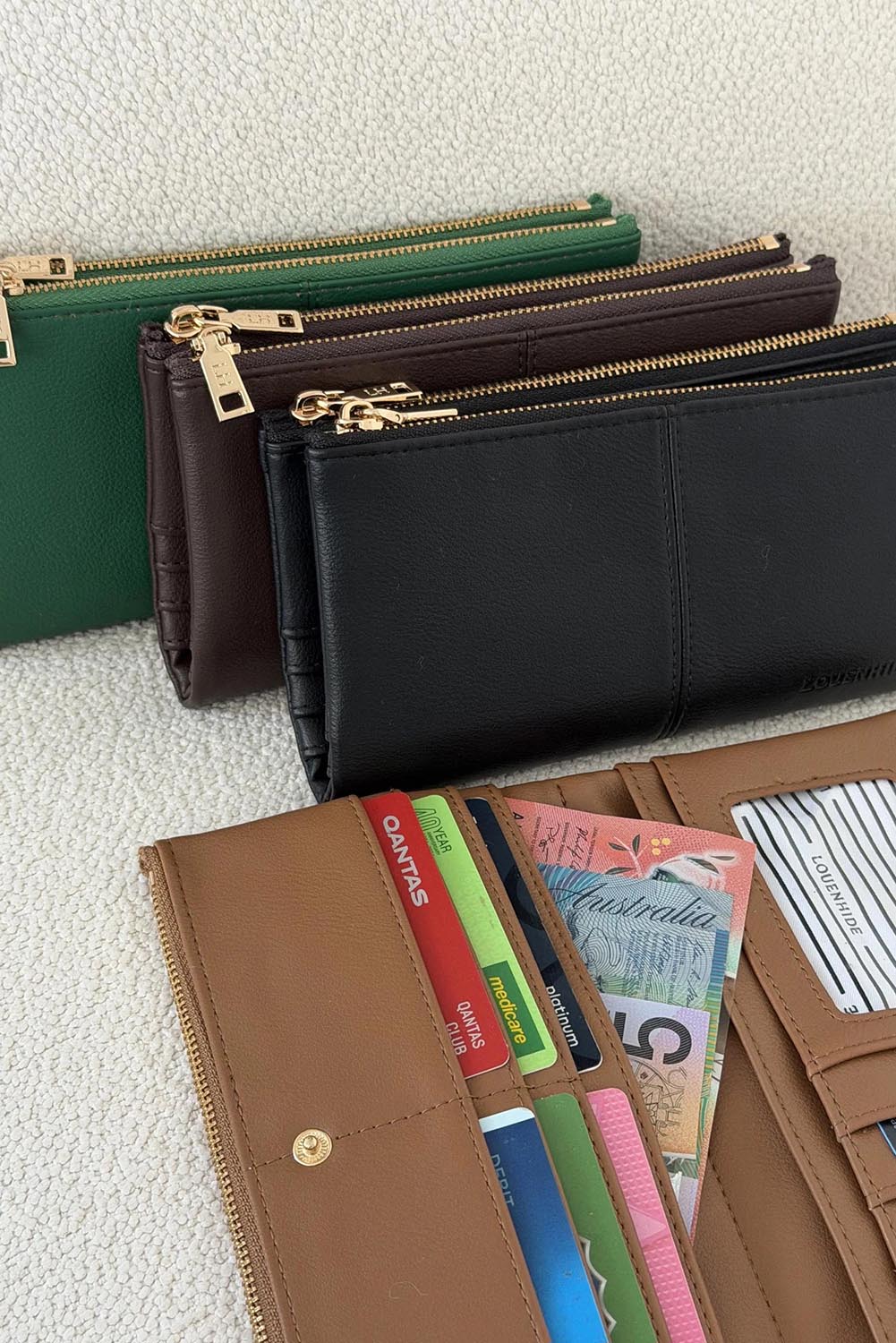 Product shot of the Sailor Wallet - Chocolate in colour Chocolate, from the front
