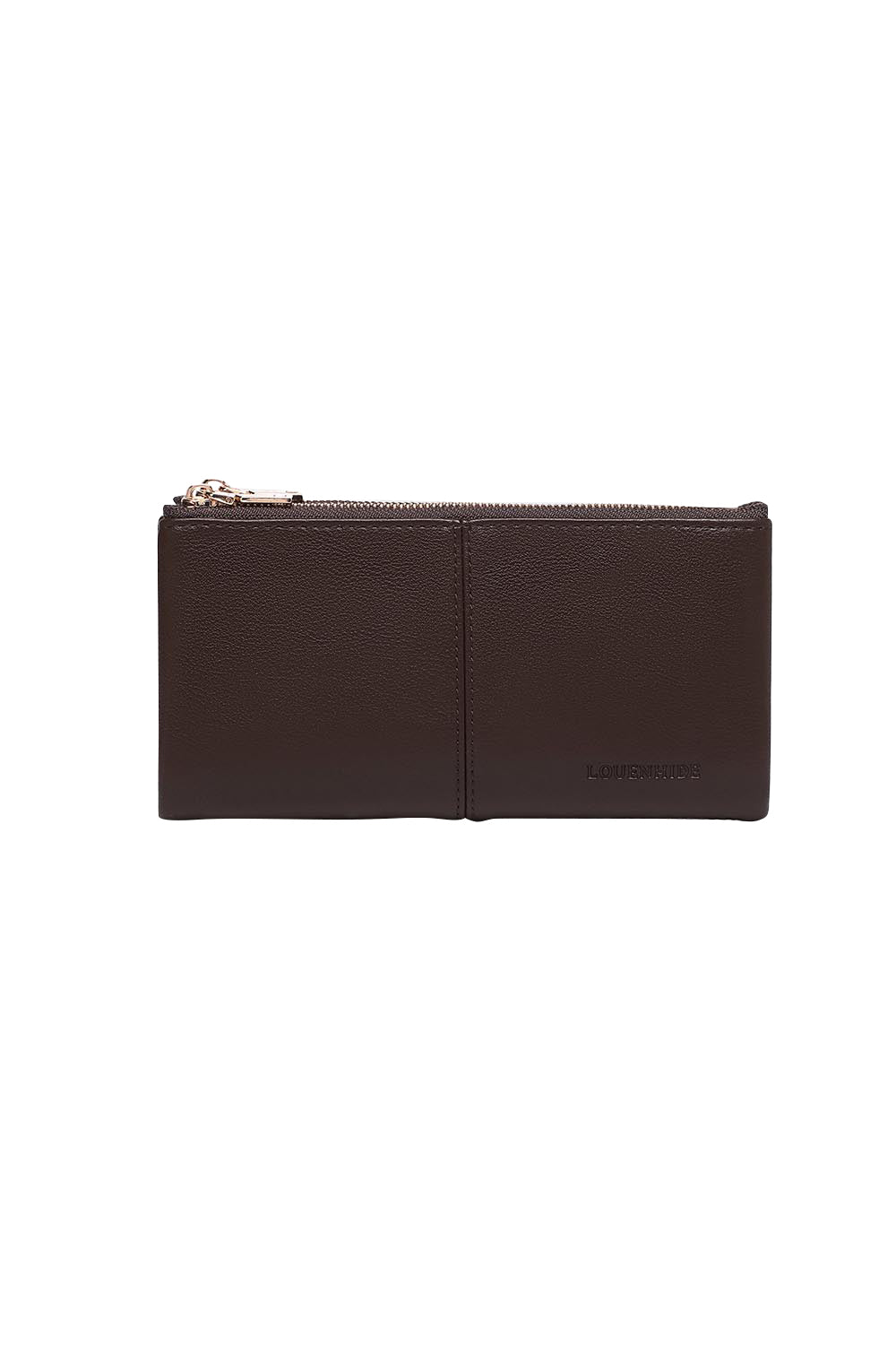 Product shot of the Sailor Wallet - Chocolate in colour Chocolate, from the front