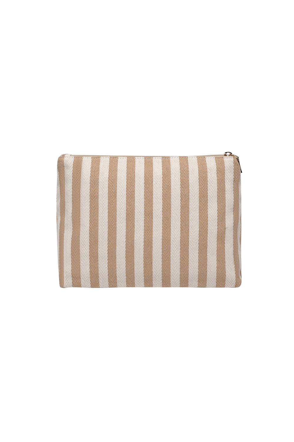 Product shot of the Nala Makeup Bag - Beige in colour Beige, from the back