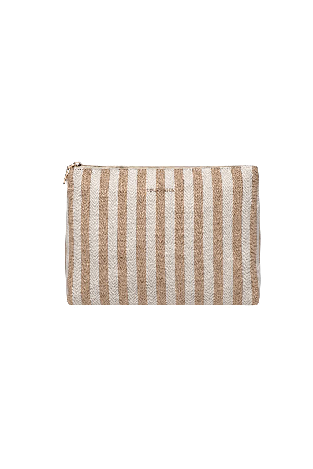 Product shot of the Nala Makeup Bag - Beige in colour Beige, from the front