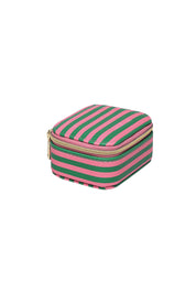 Product shot of the Suzie Stripe Jewellery Box - Greenpinkstripe in colour Greenpinkstripe, showing detail
