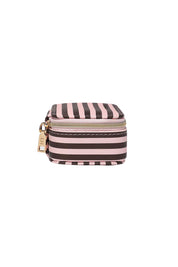 Product shot of the Suzie Stripe Jewellery Box - Pinkchocstripe in colour Pinkchocstripe, showing detail