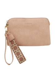 Product shot of the Mandy Clutch in colour Blush (Pink), from the front