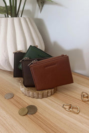 Product shot of the Lily Wallet - Chocolate in colour Chocolate, from the back