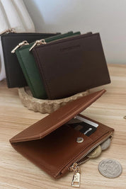 Product shot of the Lily Wallet - Chocolate in colour Chocolate, showing detail