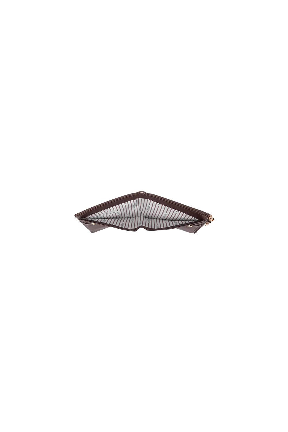 Product shot of the Lily Wallet - Chocolate in colour Chocolate, showing detail
