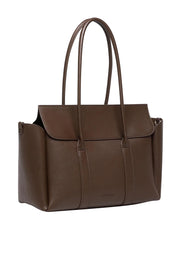 Product shot of the Leighton Tote Bag in colour Chocolate, detail
