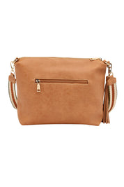 Product shot of the Daisy Crossbody Bag in colour Camel, from the back