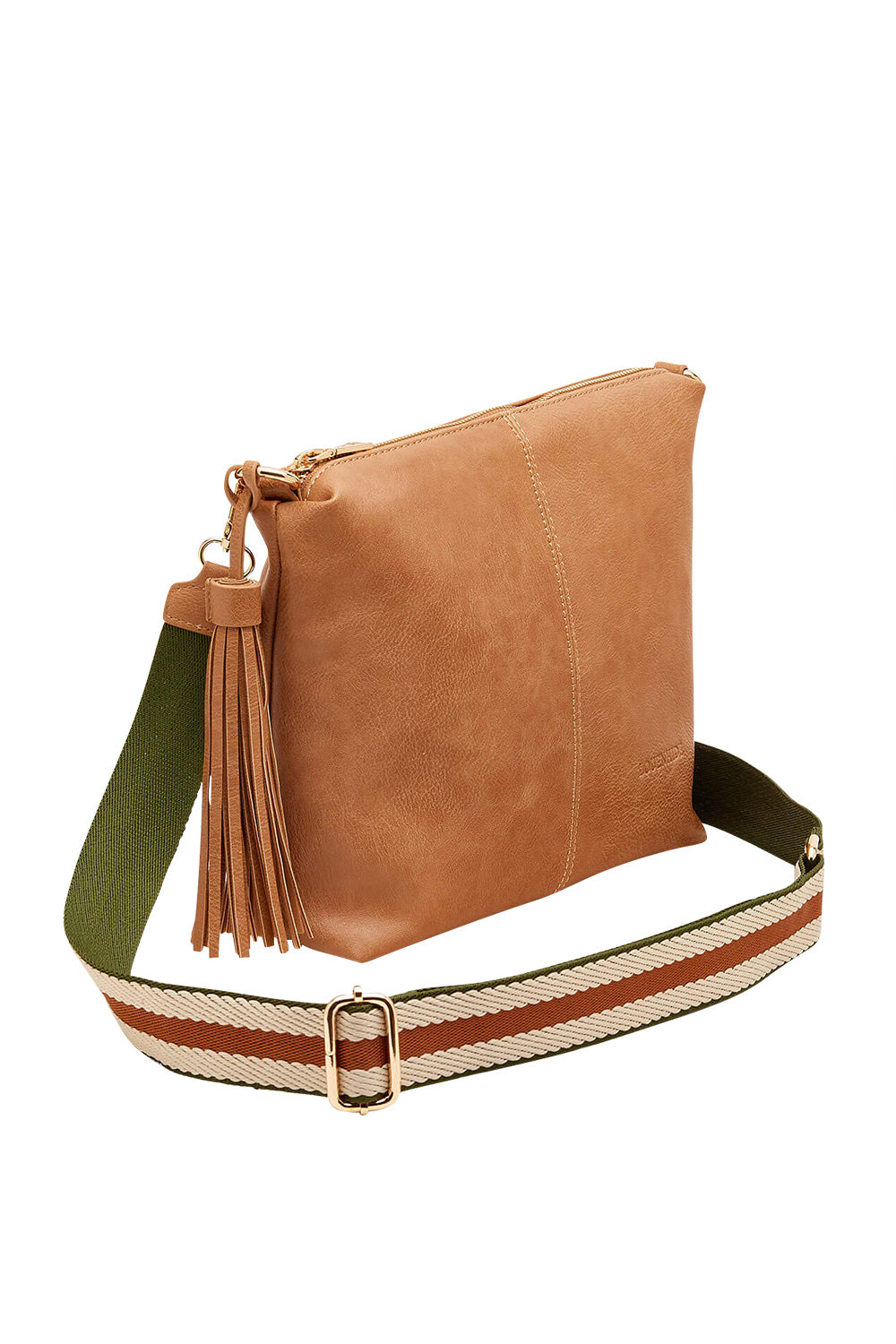 Product shot of the Daisy Crossbody Bag in colour Camel, detail