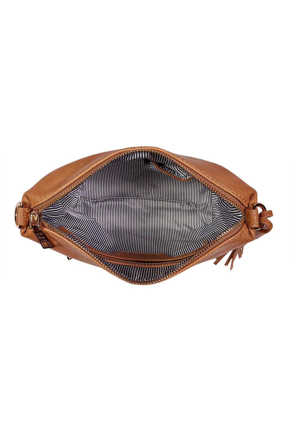 Product shot of the Daisy Crossbody Bag in colour Camel, detail